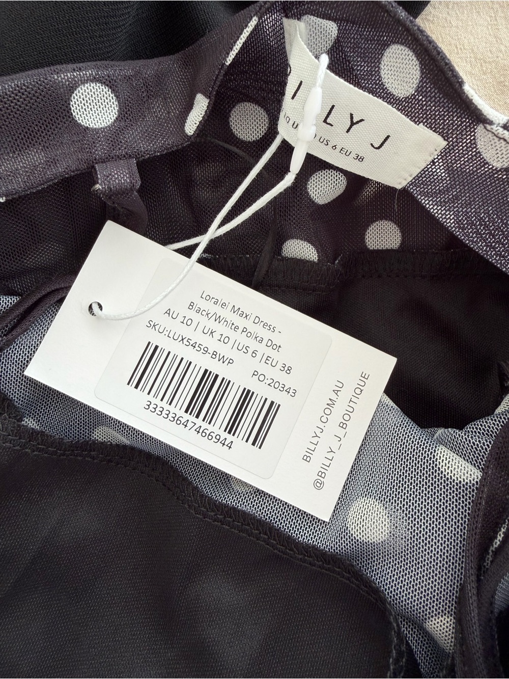 Loralei Maxi Dress - Black/White Polka Dot - US6 - Picture 5 of 5